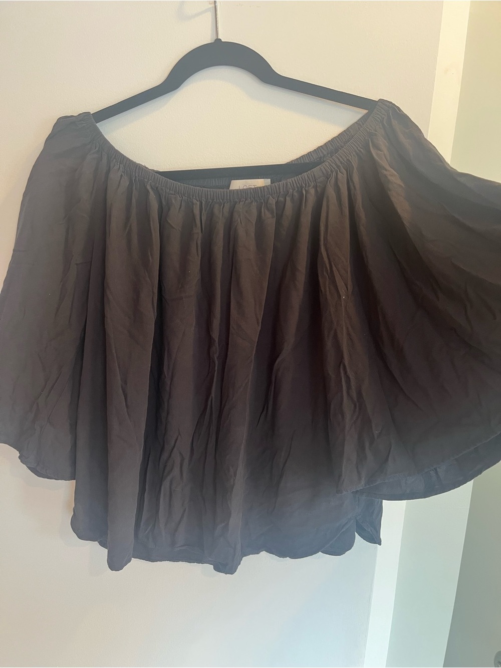 LOFT Black Off the Shoulder Peasant Top